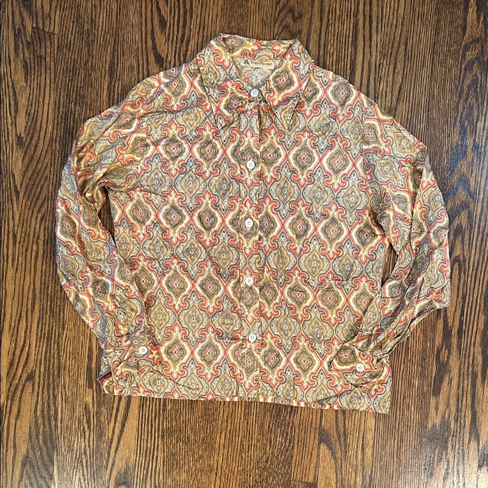 Vintage 80s Boho Style Button Up Shirt